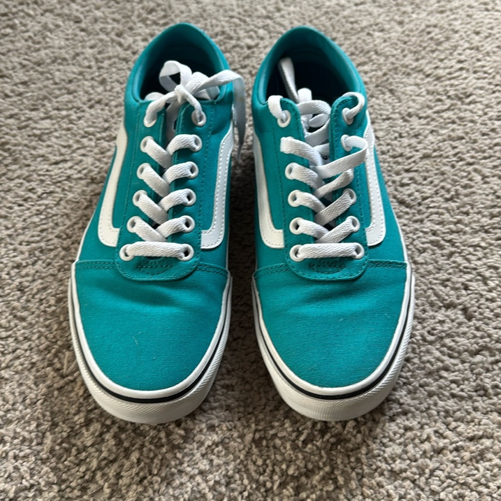 Turquoise blue canvas vans